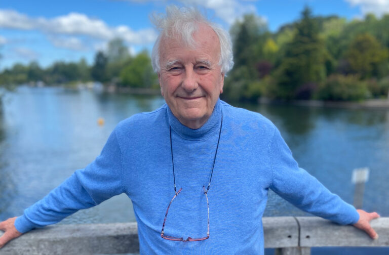 Professor Richard Fortey stands in front of the River Thames in Henley