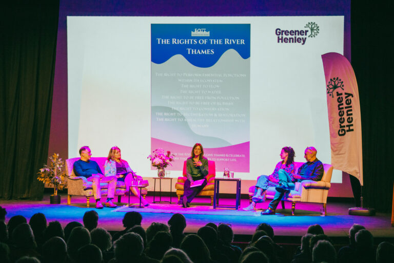 Kate Lloyd talks to panel members at the Kenton Theatre